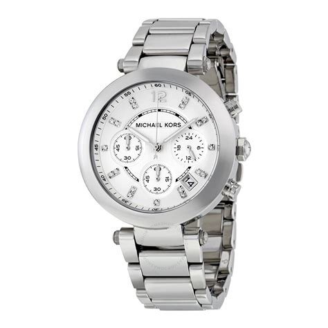 Michael Kors Parker Glitz Chronograph Silver Dial Stainless Steel 